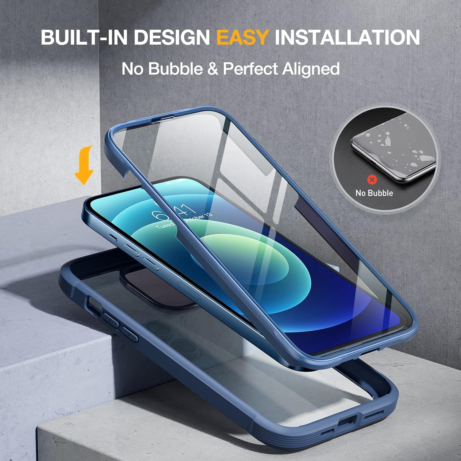 Miracase Glass Series for iPhone 12/12 Pro Case 6.1 inch, Upgraded Full-Body Rugged Phone Bumper