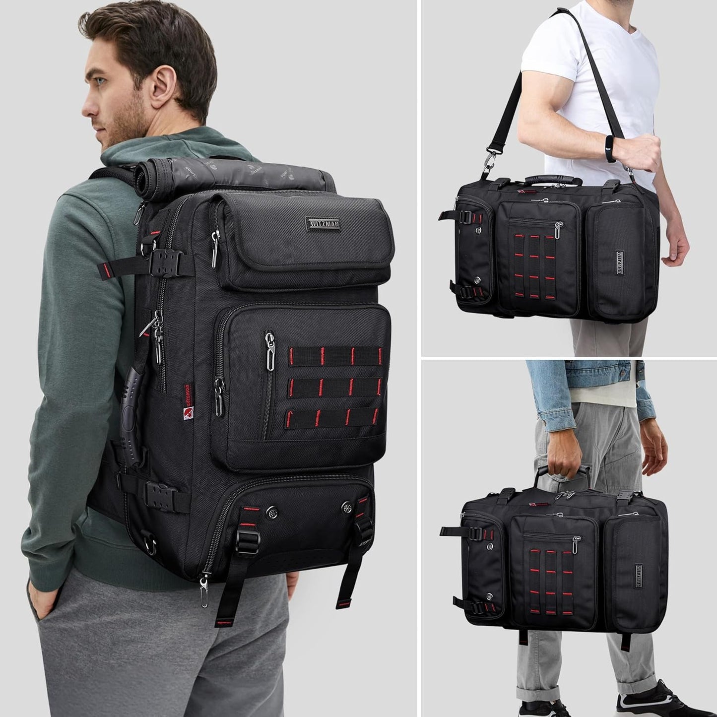 WITZMAN Carry on Travel Backpack for Men Women Airline Approved Convertible Nylon Duffle Backpack