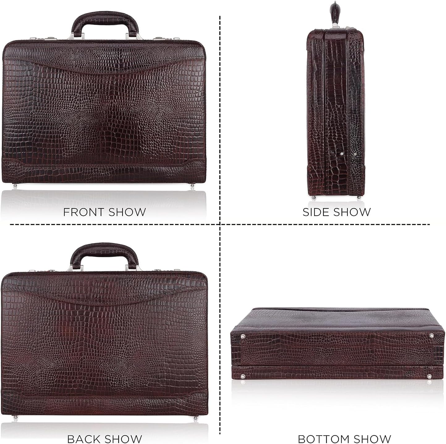 Full Grain Leather Briefcase Attache Case For Unisex Size L18 * W5 * H12 Inches Expandable