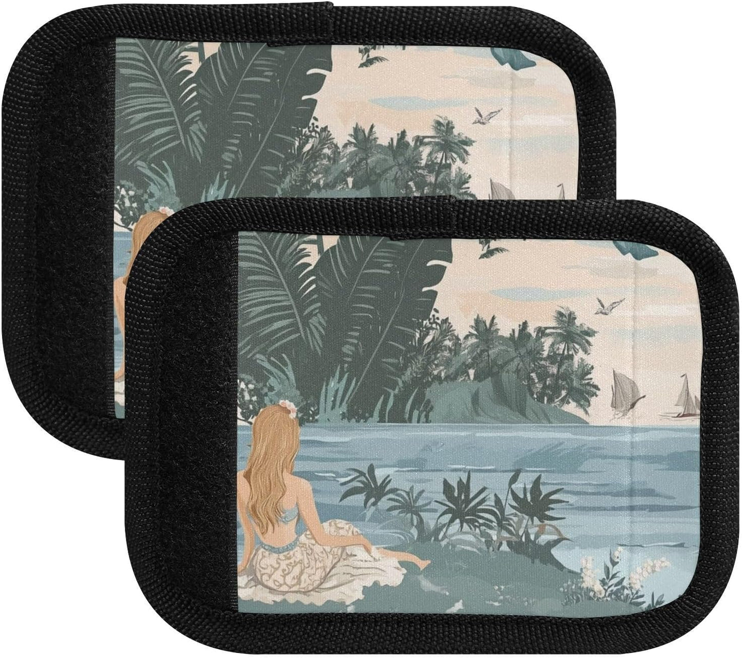 Blue Mermaid Dolphin 4 Pack Luggage Handle Wraps Covers for Suitcase Identifiers Bag Tags Travel Accessories