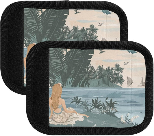 Blue Mermaid Dolphin 2 Pack Luggage Handle Wraps Covers for Suitcase Identifiers Bag Tags Travel Accessories