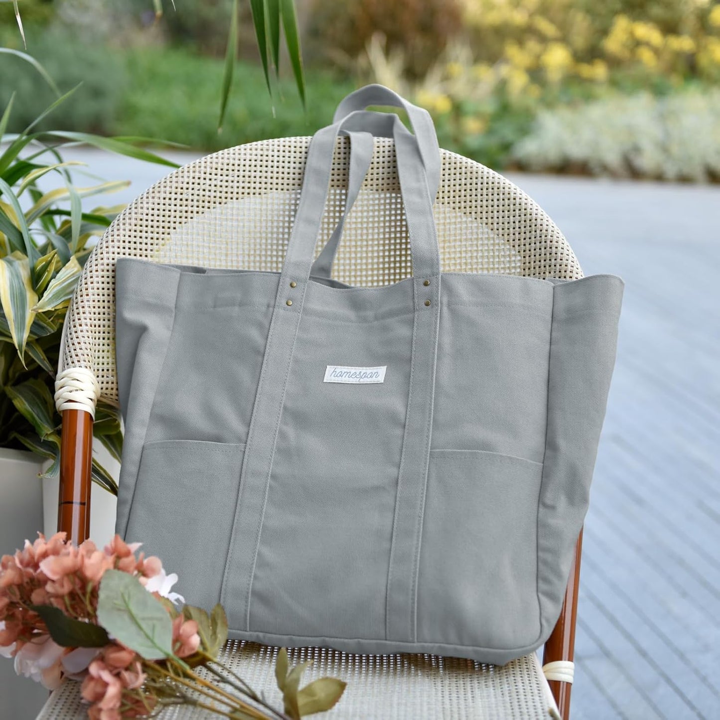 HOMESPON Large Canvas Tote Bag for Women Everything Bag with Pockets and Laptop Sleeve