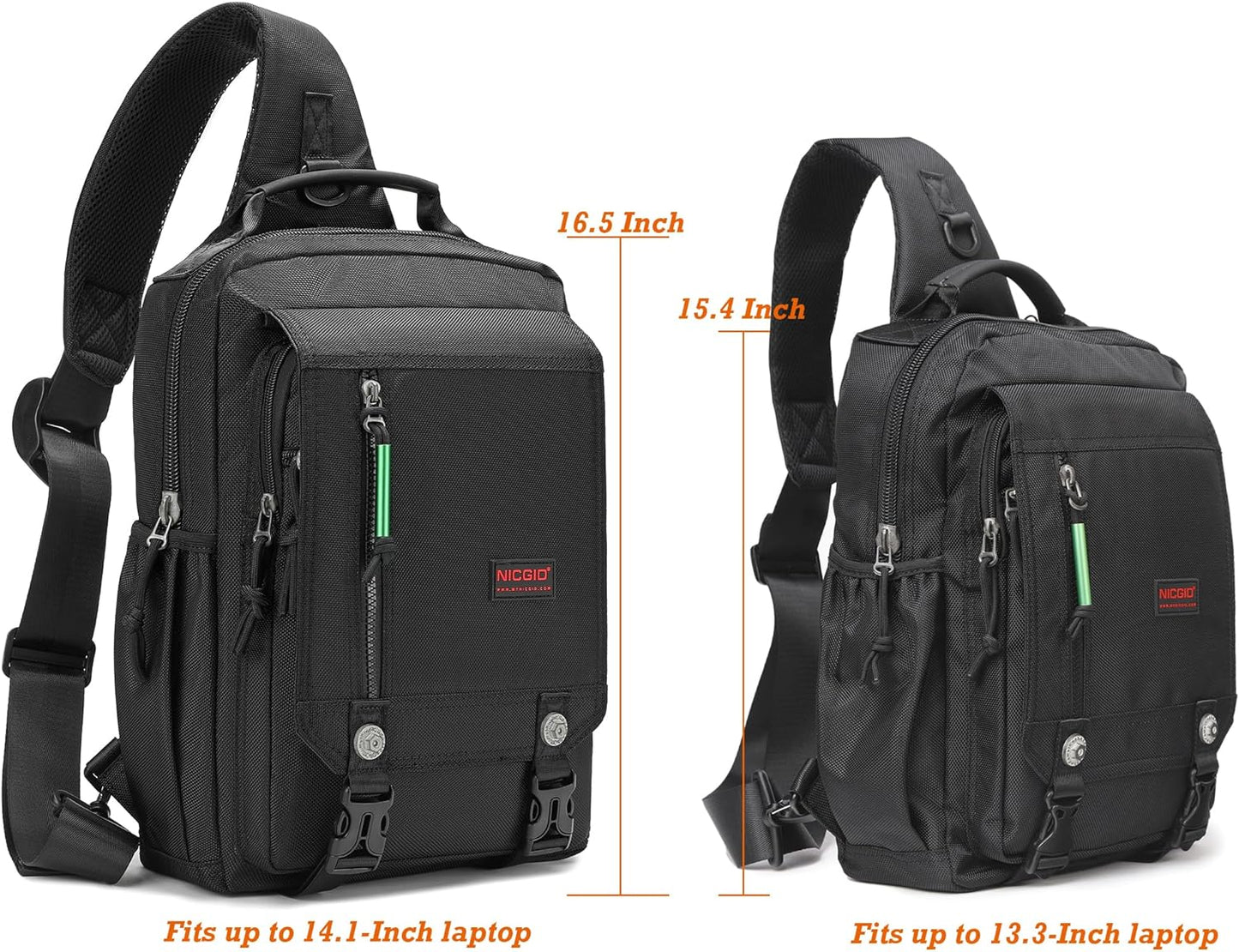 NICGID Sling Bags Chest Shoulder Backpacks, 12.5'' 13.3'' 14.1'' 15.6''Laptop Backpack Crossbody Messenger Bag Travel Outdoor