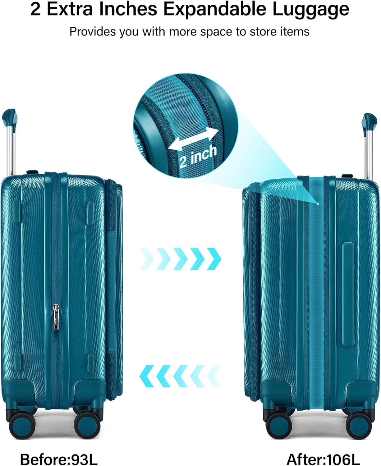 Hanke 26 Inch Expandable Luggage Top Opening Checked Bag Luggage Hard Shell Suitcases with Wheels