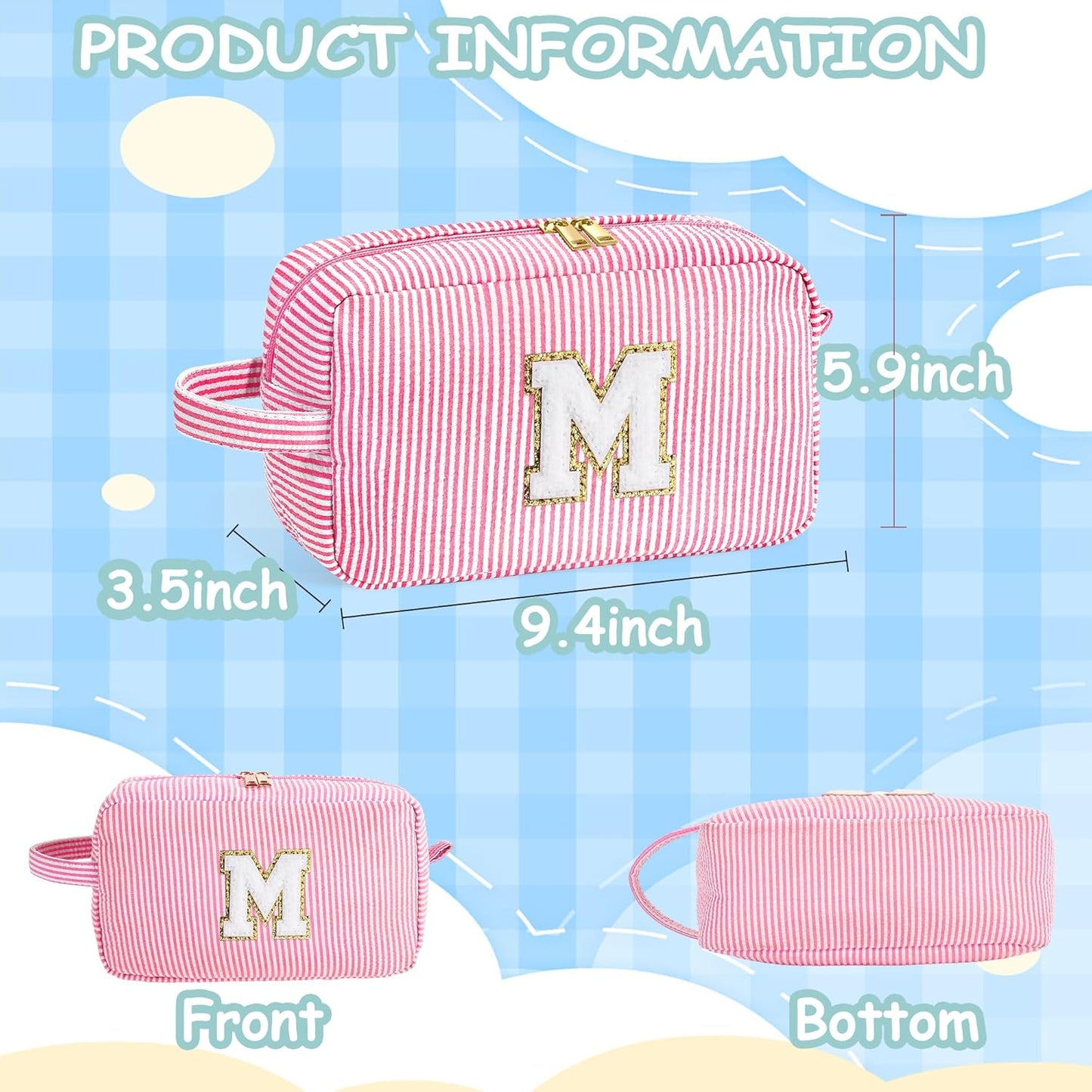 YOOLIFE Gifts for Teen Girls - Personalized Initial Makeup Bag, Birthday Gifts for Women Sister Friend Daughter Girls Kids