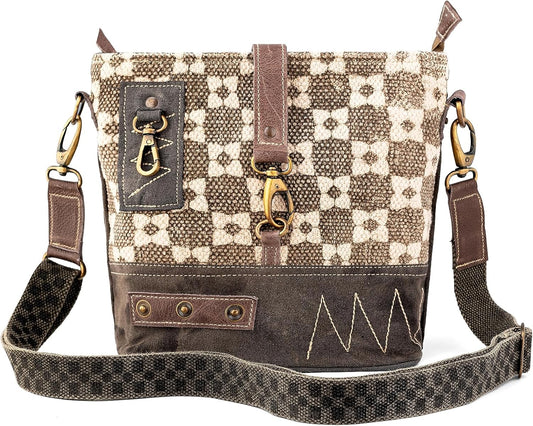 3B SHOUZO Messenger and Shoulder Bag - Upcycled Vintage Canvas & Leather