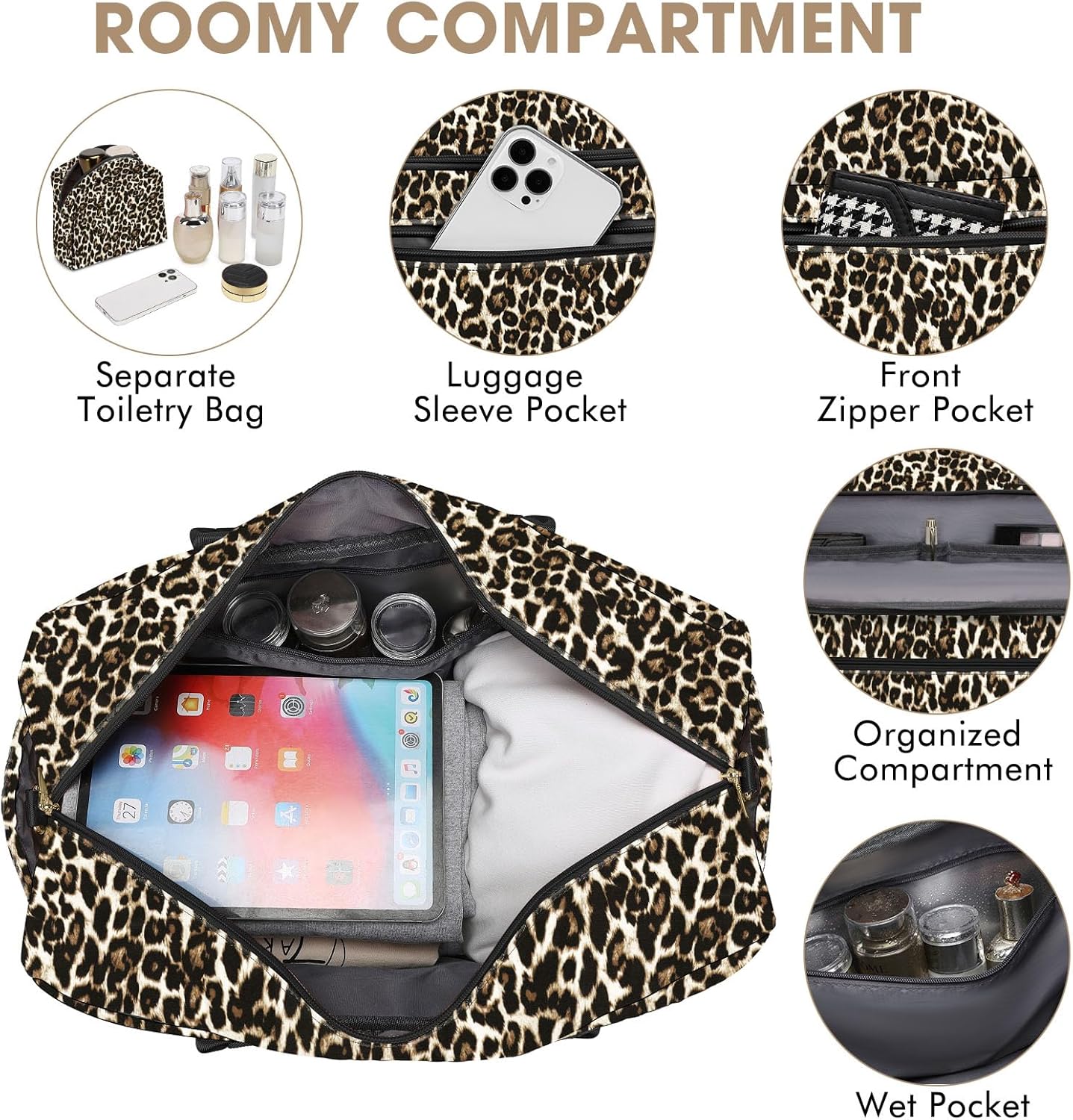 Travel Duffle Bag Weekender for Women - Carry-On Overnight Personal Item Bag with Shoe Compartment & Wet Pocket Large Weekend Tote Bags with Toiletry Hospital Bags for Labor and Delivery
