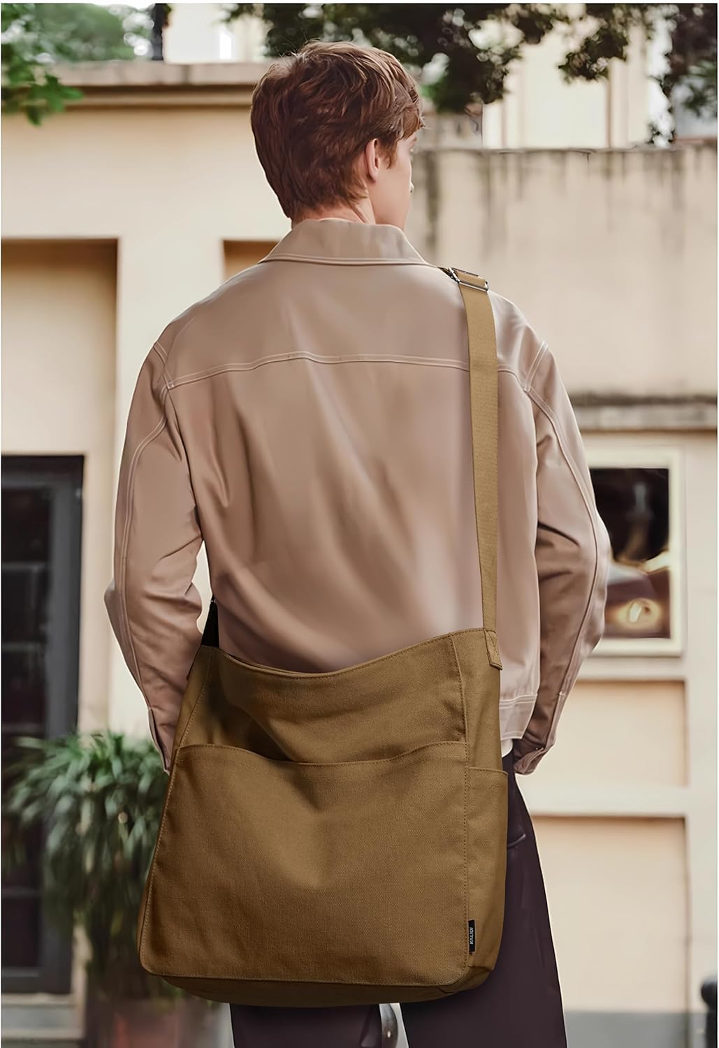 KALIDI Canvas Tote Bag Large Hobo Crossbody Shoulder Handbag Zipper Messenger Bag for Women or Men Casual College Work