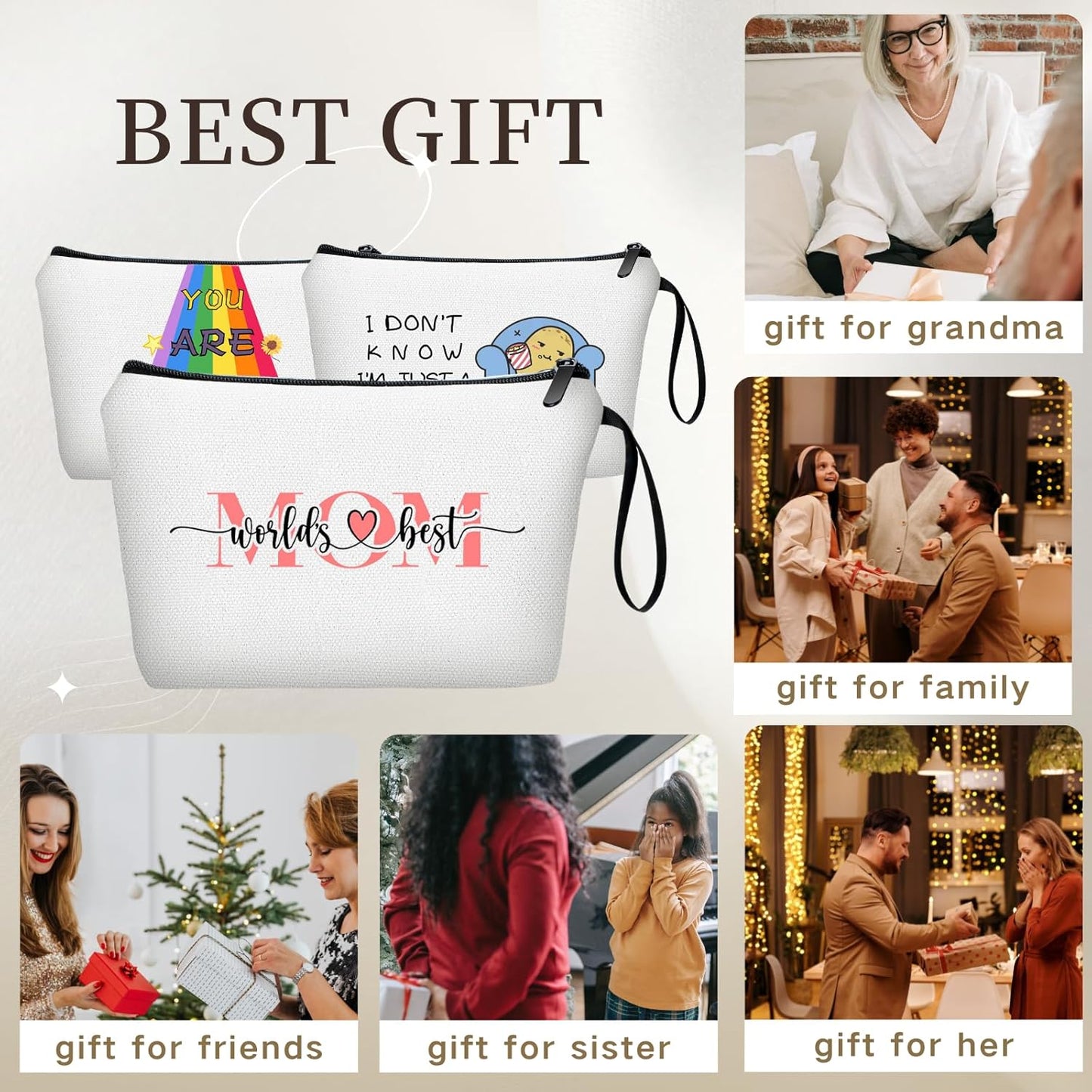 SEAMOON Mom Birthday Thank You Appreciation Gifts for Mama Mothers Day from Daughter Unique Small Travel Cosmetic Makeup Bag
