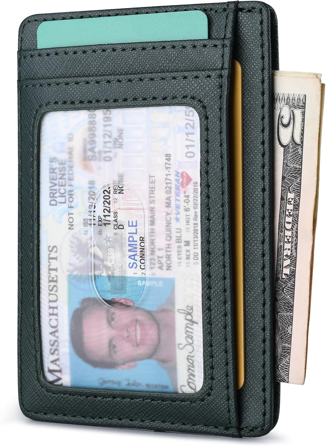 Buffway Slim Minimalist Front Pocket RFID Blocking Leather Wallets for Men and Women - Cross