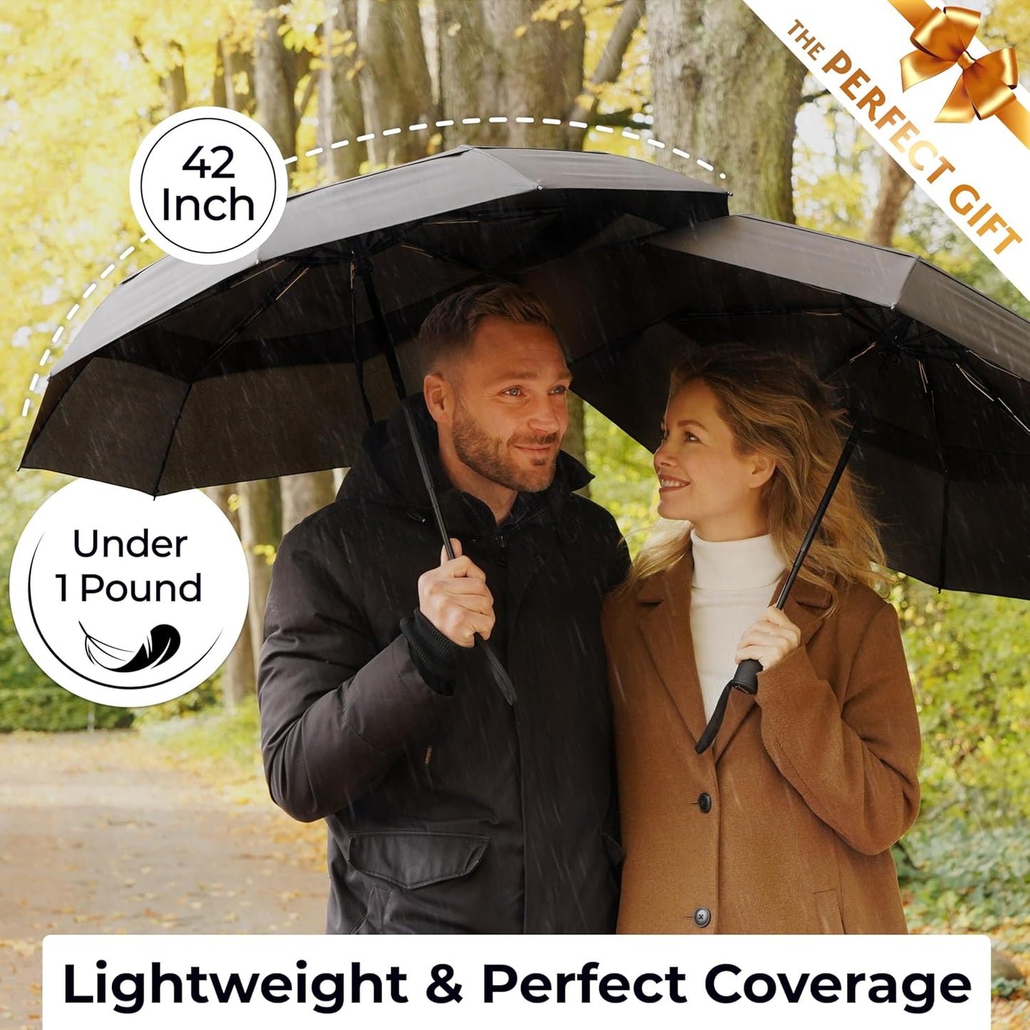 TUMELLA Strongest Windproof Travel Umbrella (Compact, Superior & Beautiful), Small Strong but Light Portable and Automatic Folding Rain Umbrella, Durable Premium Grip, Fits Car & Backpack