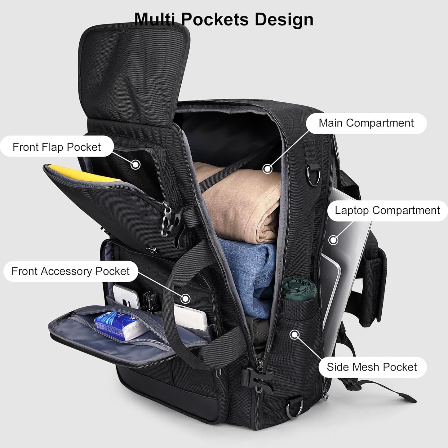 PIJUSHI Travel Backpack for Women Men Carry on Luggage Backpack Convertible Large Laptop Duffel Bag