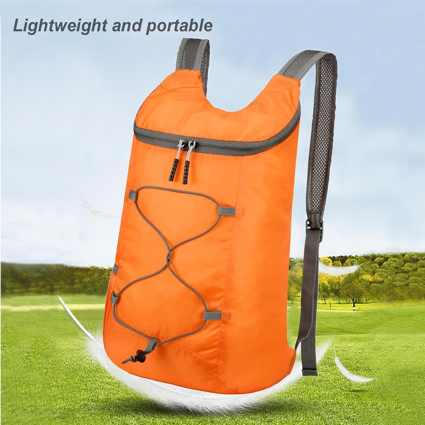 16L Lightweight Foldable Hiking-Backpack Small Packable-Daypack For Travel,Ultralight Water-Resistant Gym Bag Men Women Easy Carry-on (Orange)