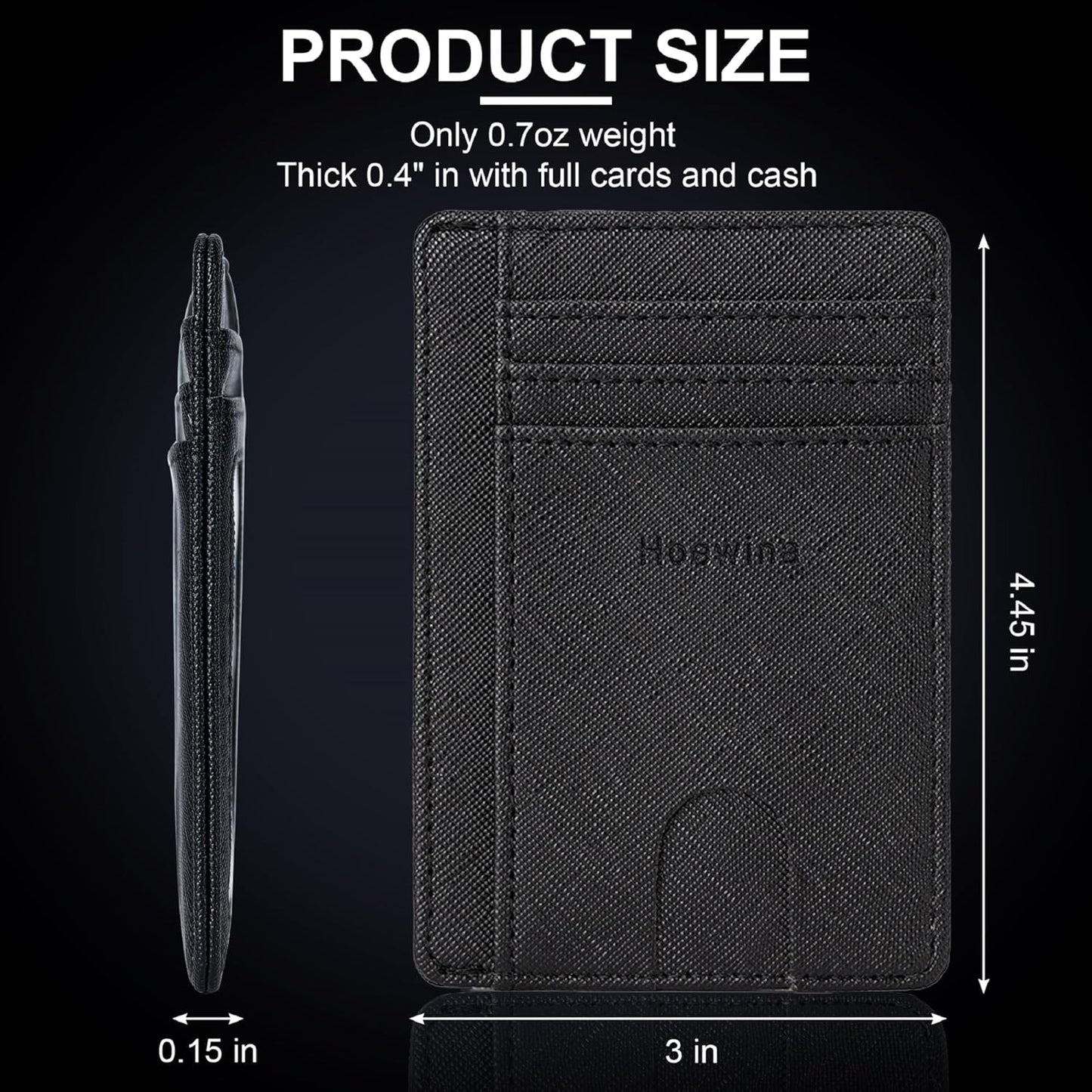 Hoewina Wallet for Men, Credit Card Holder, Slim Minimalist Wallet, Front Pocket RFID Blocking Leather Thin Wallet for Men and Women(Cross Black)