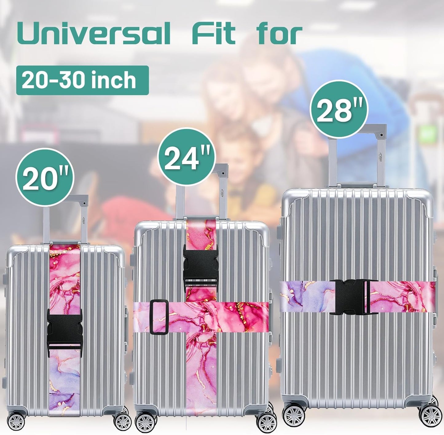 Slohif Luggage Straps for Suitcases Travel Belt Accessories Luggage Connector Identifiers Over Handle with Buckle Unique Nylon Adjustable Strap for Sleeping Bag Car Seat Texture Marble(2 Pack)