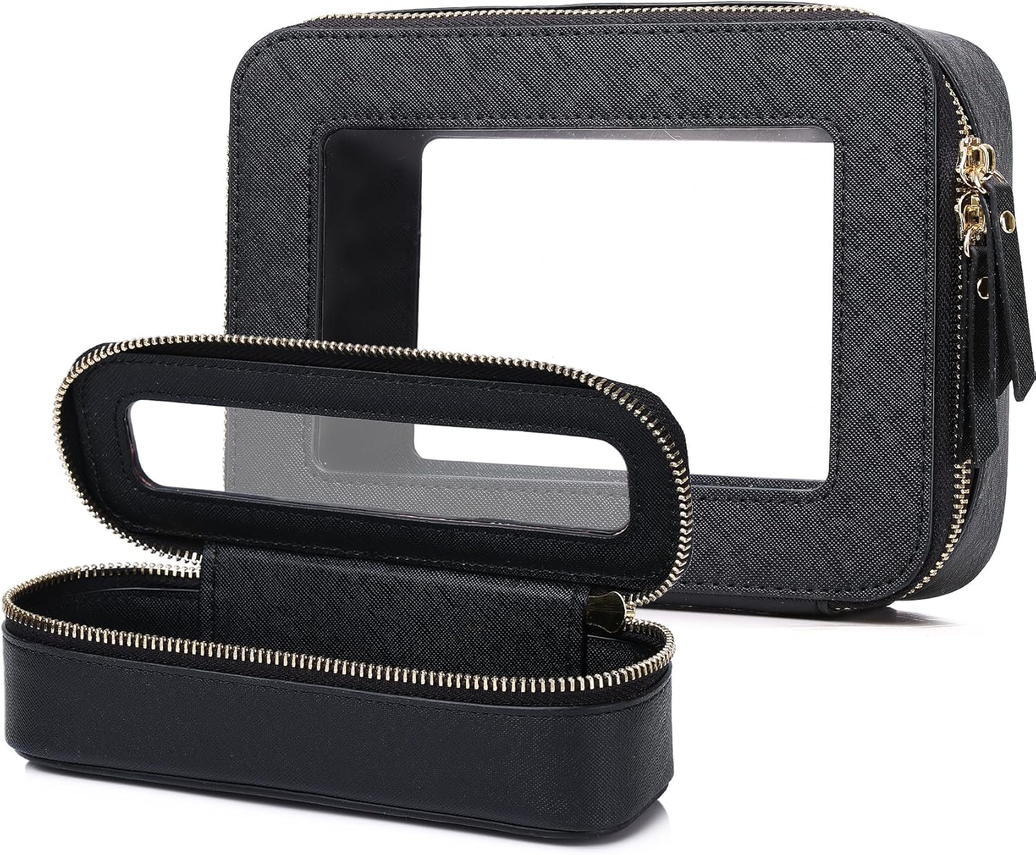 Clear Travel Makeup Bag with Brush Case Portable Transparent Cosmetic Bag and Toiletry Bag