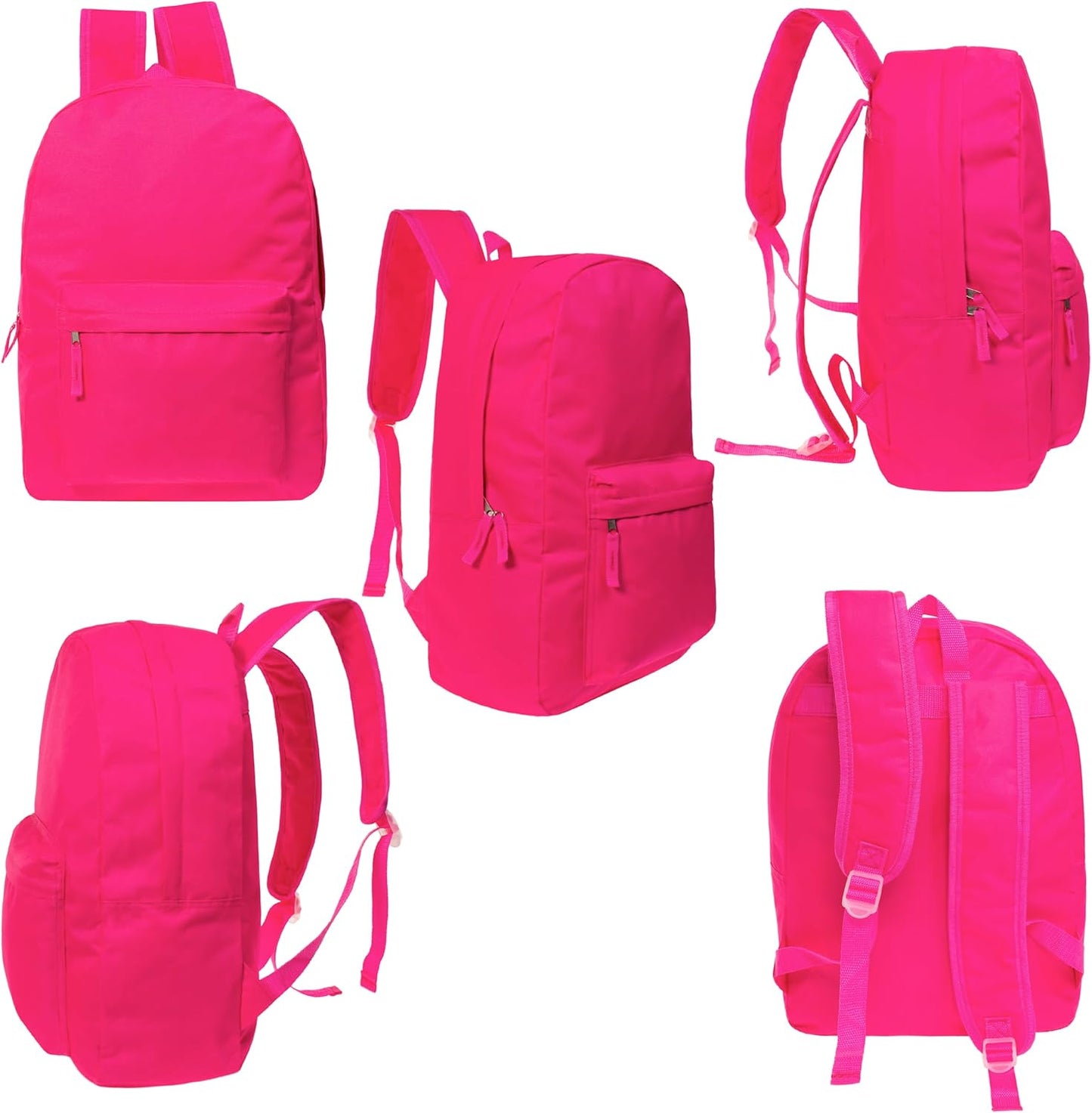 24-Pack 17" School Bright Neon Backpacks for Kids - Bookbags in Bulk for Middle, and High School Students, 6 Assorted Colors