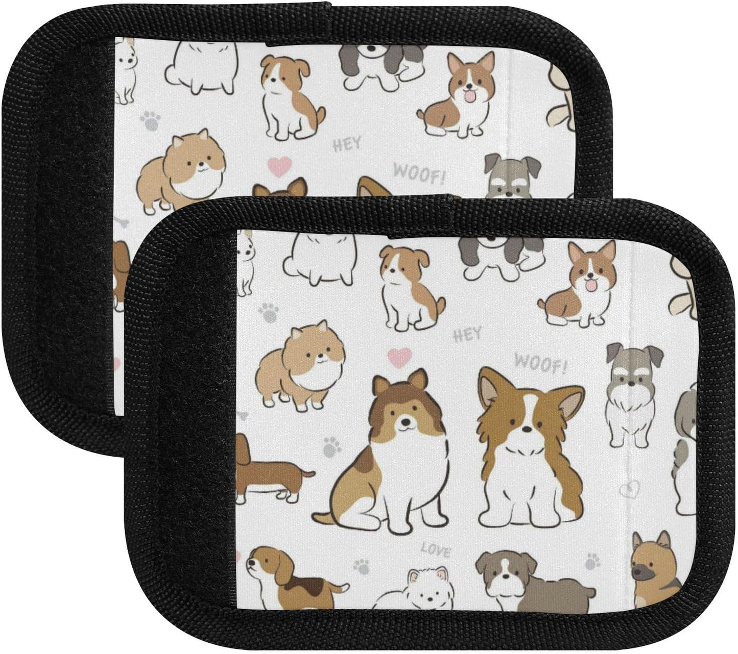 4Pcs Luggage Handle Wrap Suitcase Identifier Handle Covers Tags Soft Travel Bags Luggage Handle Gripper Accessories for Airplane Flying Cute Cartoonish Dogs
