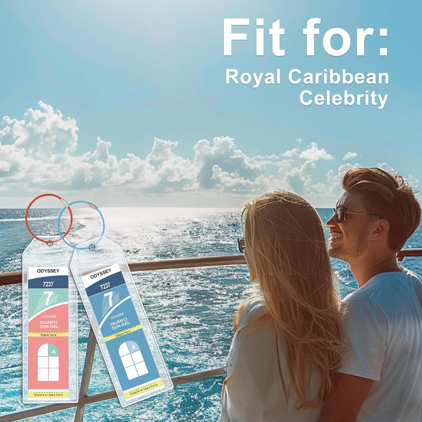 Royal Caribbean & Celebrity Cruise Ship Essentials - Luggage Tag Holders for 2025 Cruise Lovers Must Have, Waterproof & Reusable