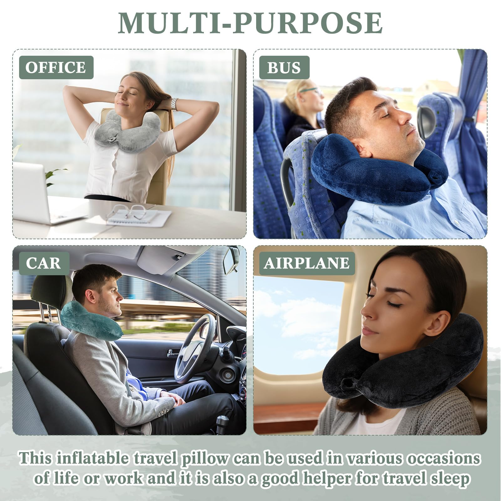 Sintuff 4 Pack Inflatable Neck Pillow for Airplane Travel,Multi Color