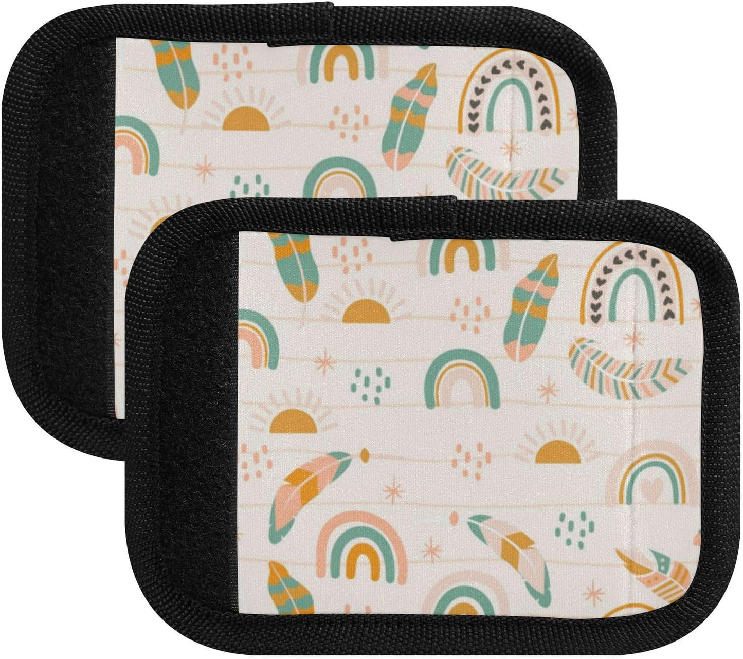 4Pcs Luggage Handle Wrap Suitcase Identifier Handle Covers Tags Soft Travel Bags Luggage Handle Gripper Accessories for Airplane Flying Boho Pattern