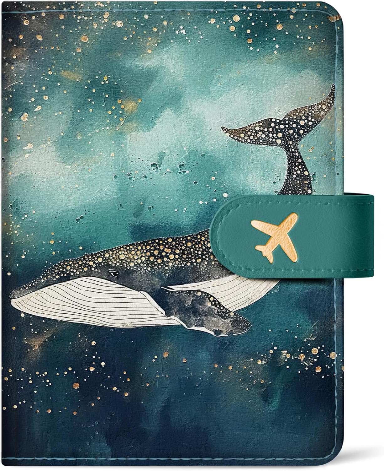 Passport Holder for Travel Essentials, RFID Blocking Leather Cover Wallet with Magnetic Closure