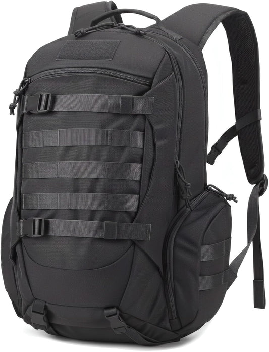 35L Tactical Backpack for Men, MOLLE Military Bug Out Bag, Waterproof Rucksack for Hiking with Hydration Port Black