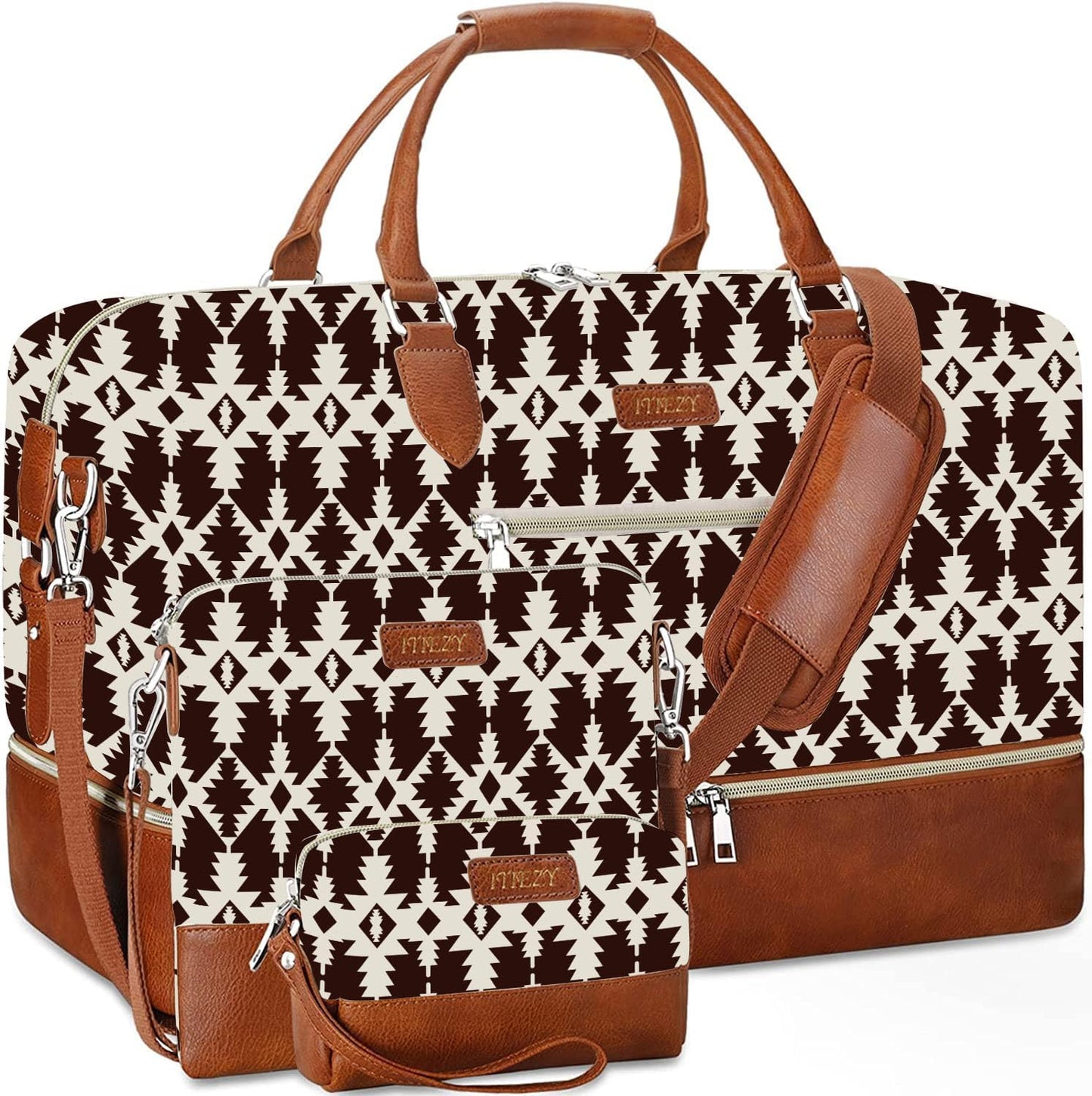 Weekender Bag for Women, Travel Duffel Bag Carry On Overnight Bag with Shoe Compartment Large Nylon