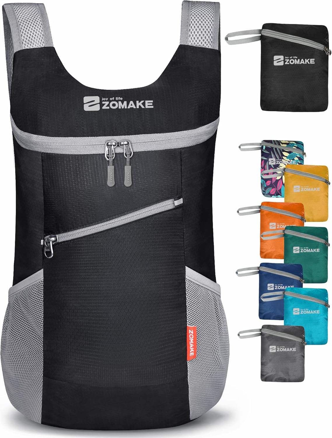 ZOMAKE Lightweight Packable Backpack 14L, Foldable Backpacks Small Daypack Hiking Daypacks Water Resistant Day Bag for Travel(Black)