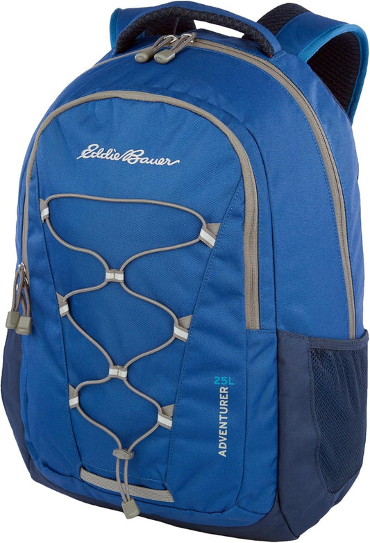Eddie Bauer Adventurer Backpack with Organization Compartments and Hydration/Laptop Compatible Sleeve, Adventurer - True Blue, 25L