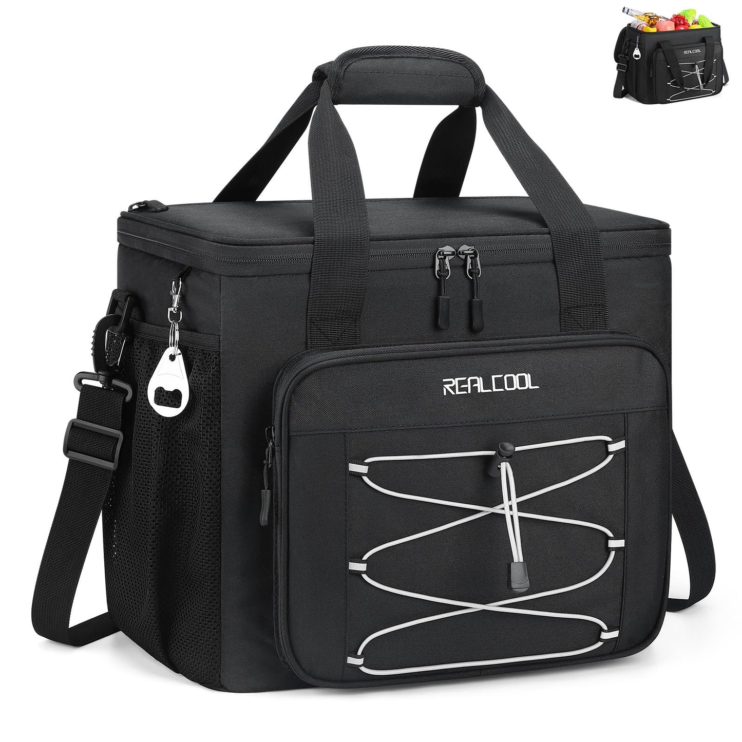 RealCool 35 Can Collapsible Soft Cooler, Leakproof Insulated Ice Chest Bag