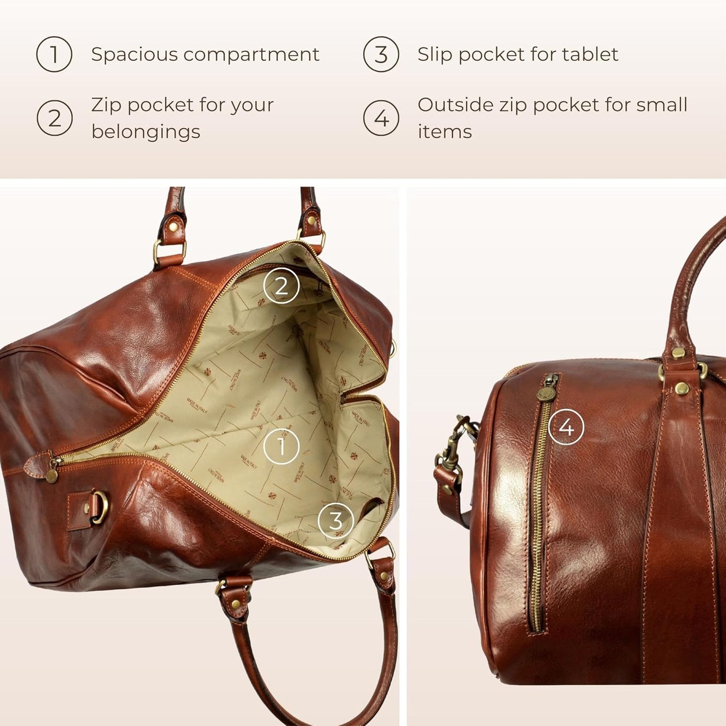 Leather Duffel Bag Weekend Bag Gym Large Travel Bag - Time Resistance