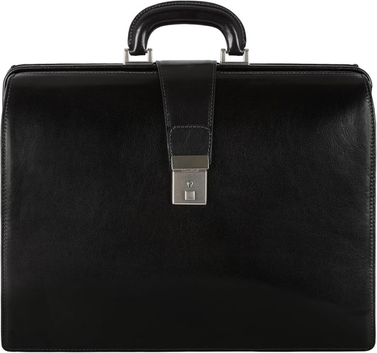 Time Resistance Leather Lawyer Briefcase - Italian Handmade Laptop Briefcase for Men and Women - Attache Case - Doctor Bag