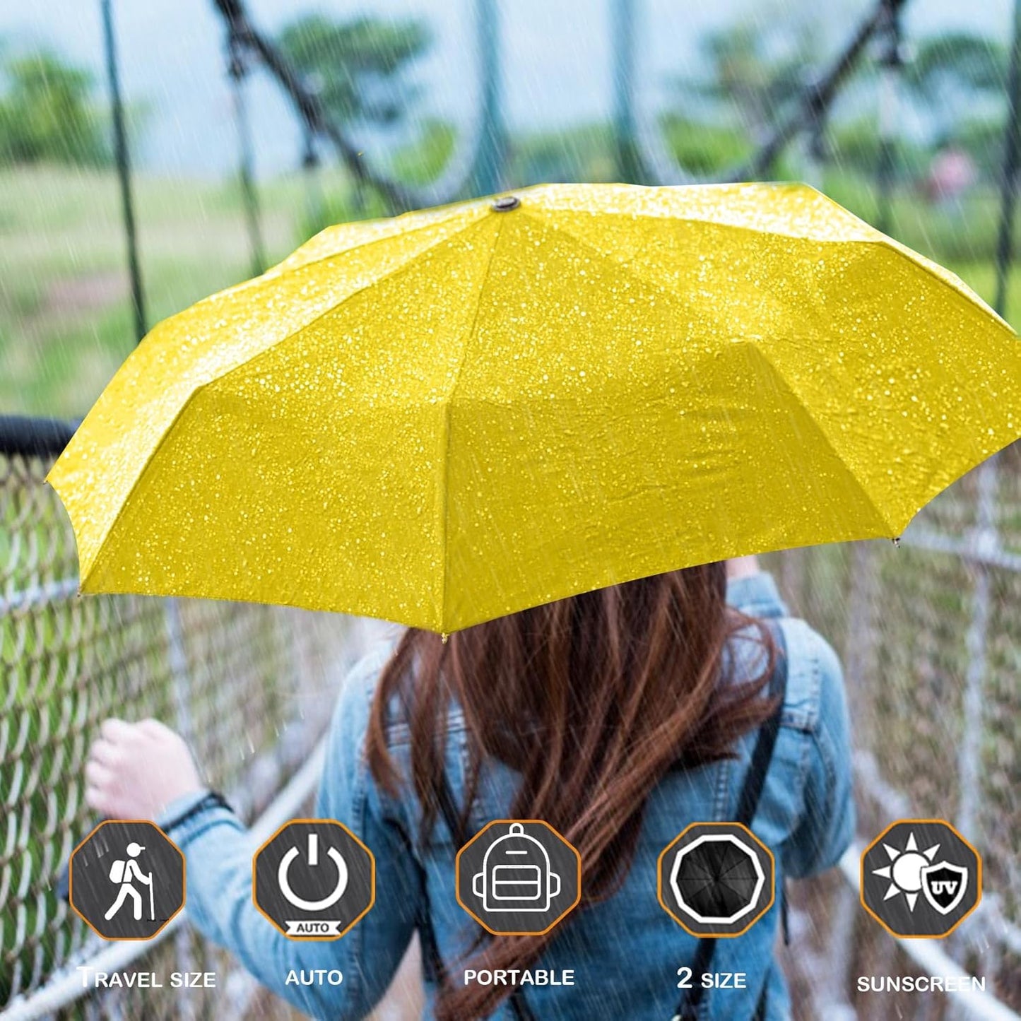 MRTLLOA 42/49 Inch Compact Windproof Travel Umbrella for Rain, Lightweight, Portable, Automatic, Strong, Waterproof Folding Umbrellas for Women, Men and Teenagers