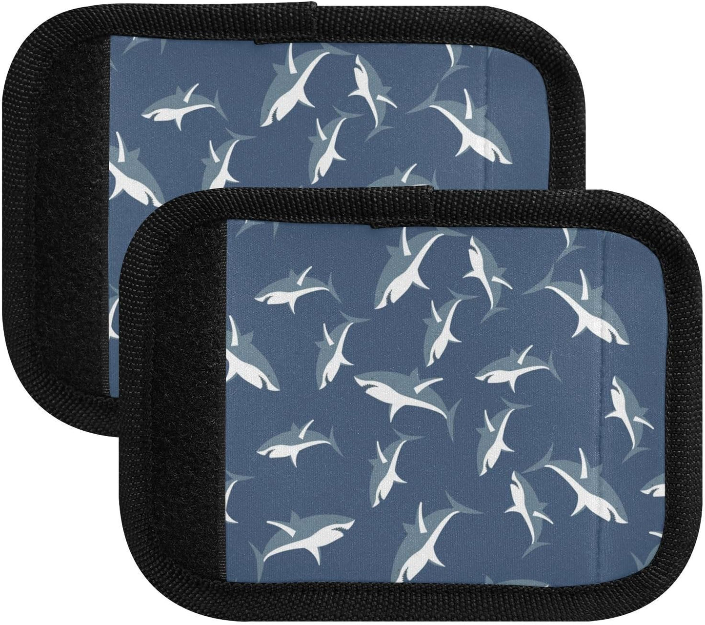 Sharks Pattern 2 Pack Luggage Handle Wrap for Suitcase Luggage Identifier Travel Tags Handle Protection Sleeve Cover