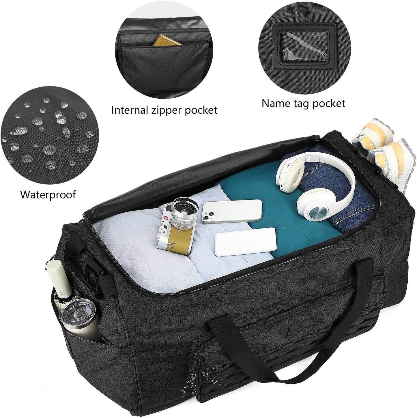 120L Extra Large Gym Duffle Bag for Men Women with Shoes Compartment Heavy Duty Tactical Sports Duffel Bag Big Football Baseball Basketball Soccer Hockey Team Equipment Bag, Black
