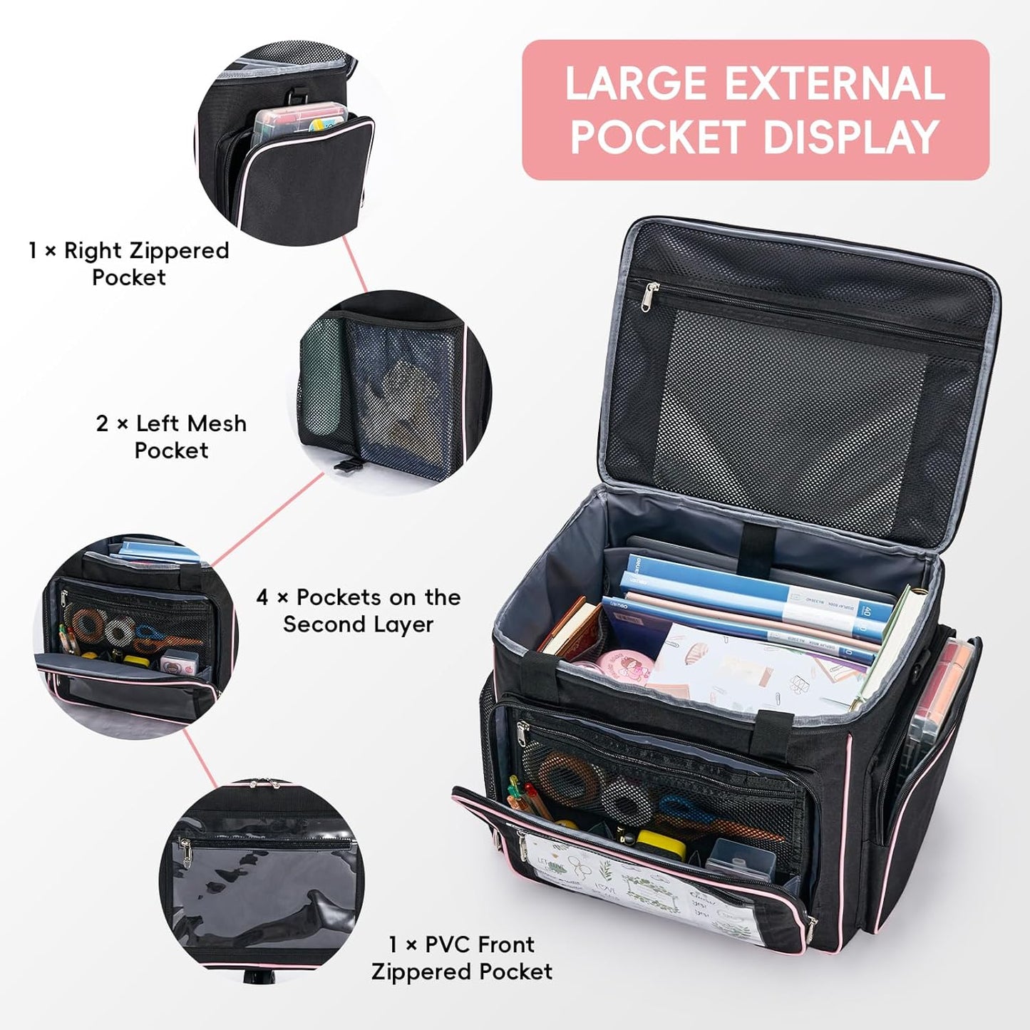 2025 Rolling Teacher Tote Bag with 15.6" Laptop Compartment