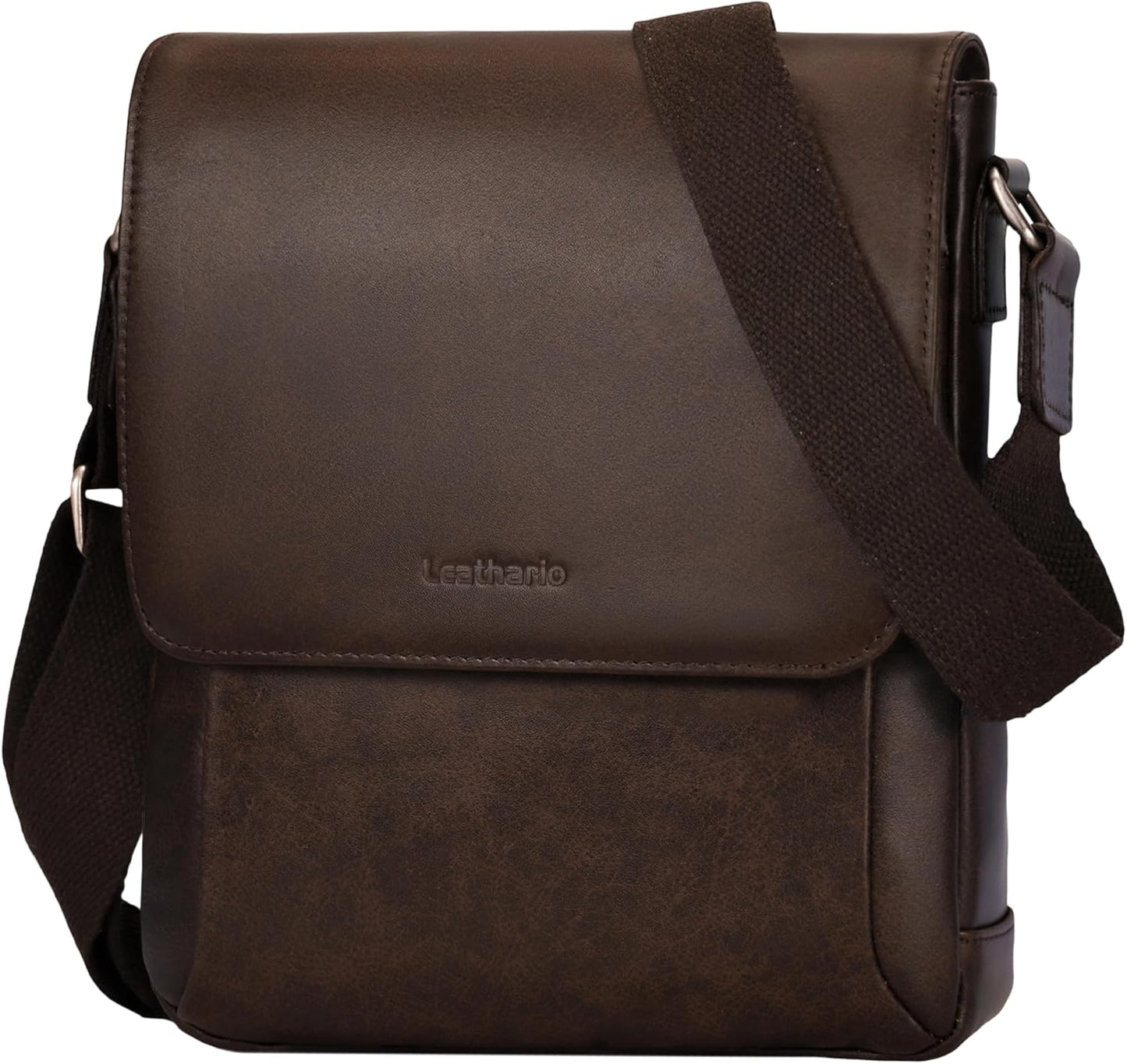 Leathario Crossbody Bag for Men Genuine Leather Small Messenger Shoulder Purse Side Vintage Satchel for Work Business Daily