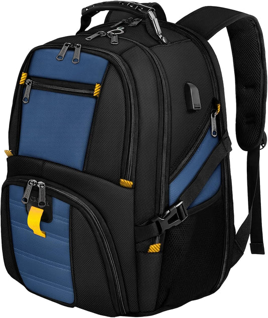 YOREPEK 18.4 Laptop Backpack, Large Backpacks with USB Charger Port, TSA Friendly Flight Approved Weekend Carry on Backpack with Luggage Strap for Men and Women, Roy Blue