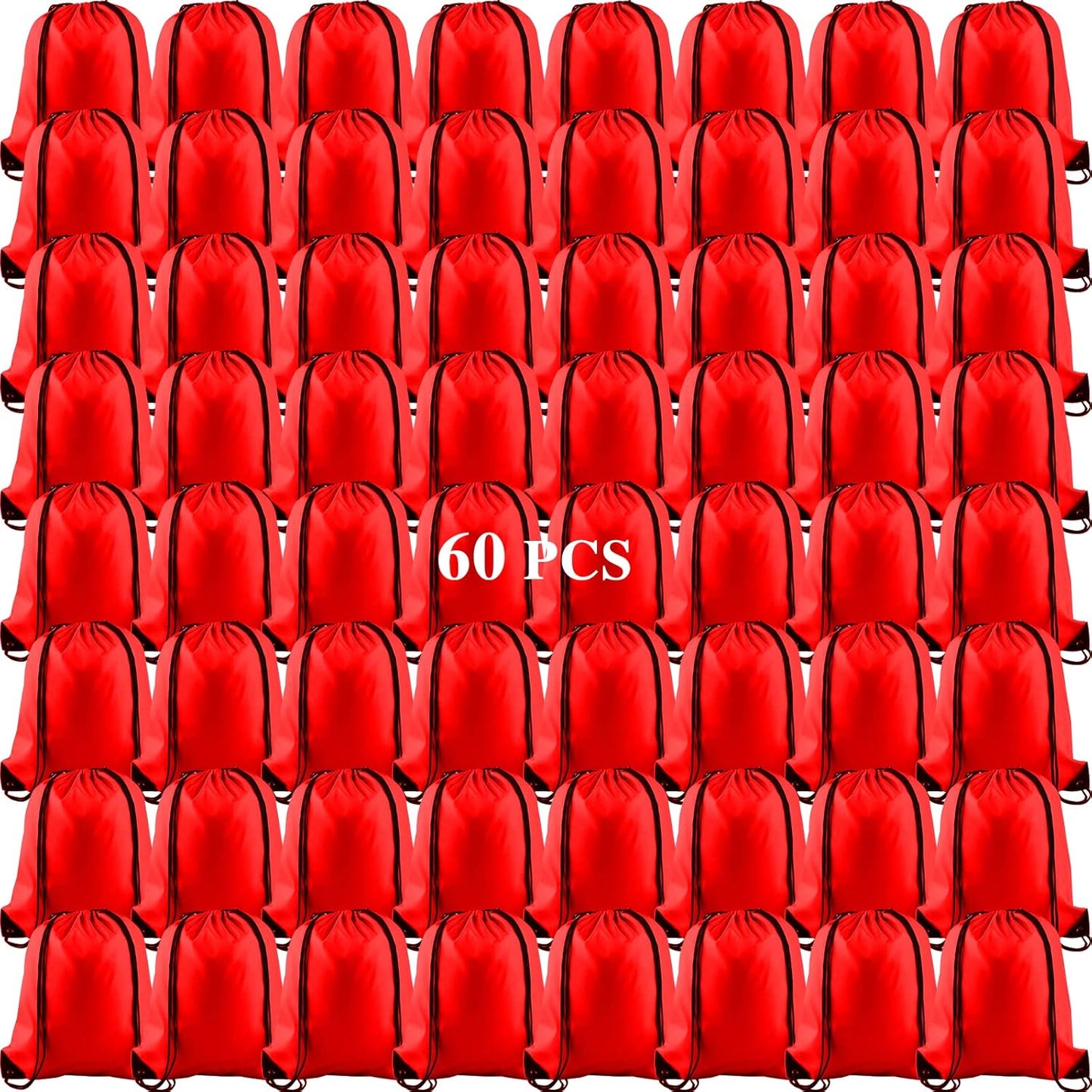 KUUQA 60Pcs Red Drawstring Backpack Bag Sack Drawstring Bags Bulk String Bags Storage Bags for Sport Gym Traveling