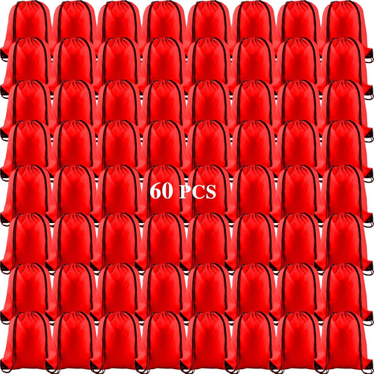 KUUQA 60Pcs Red Drawstring Backpack Bag Sack Drawstring Bags Bulk String Bags Storage Bags for Sport Gym Traveling