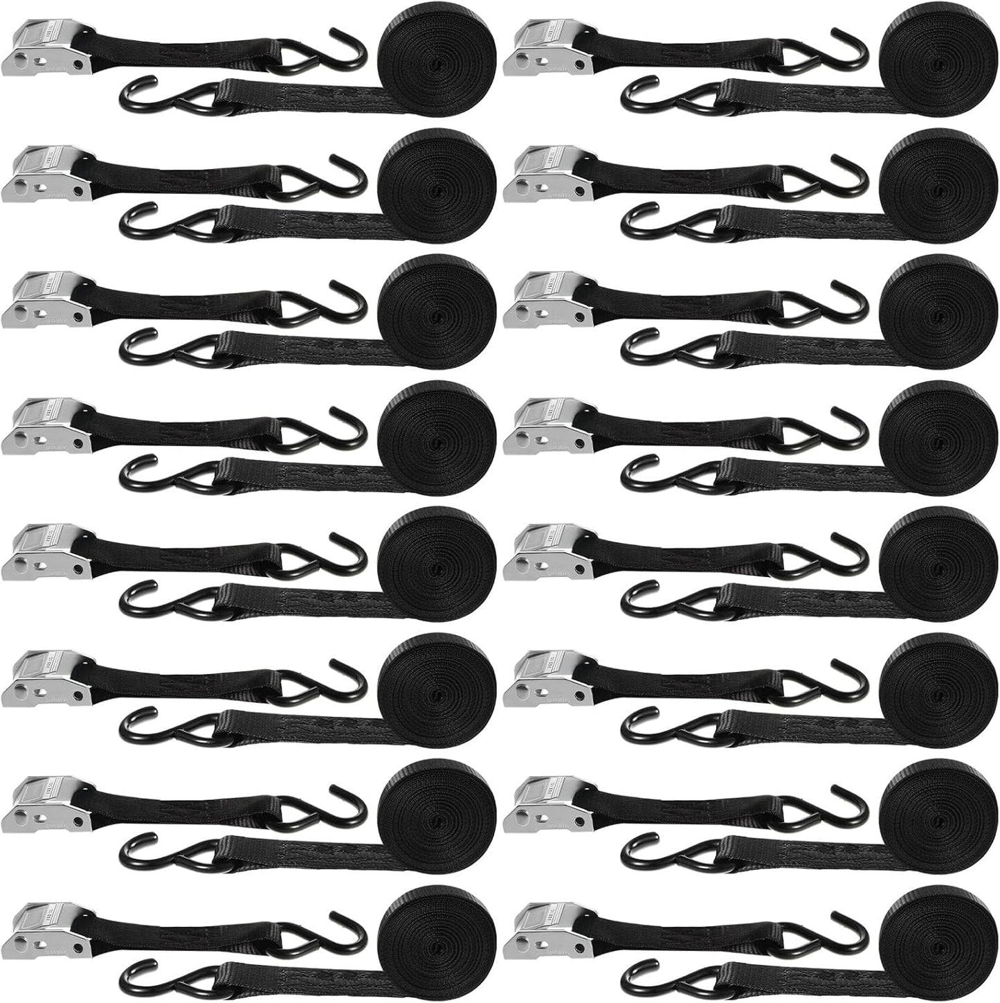 16 Pcs Cambuckle Tie Down Straps 1763lbs Break Strength Securing Straps 1'' x 15 ft Cambuckle Tie