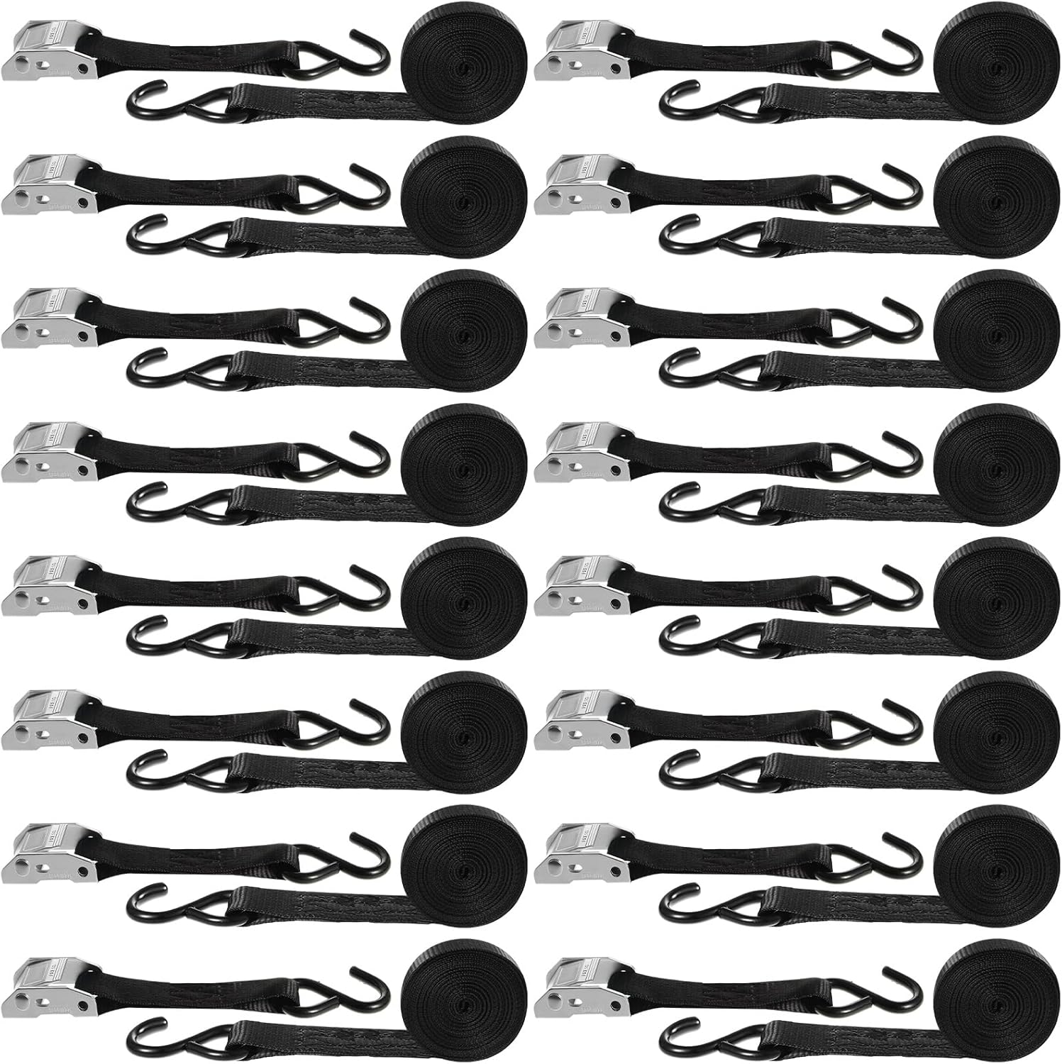 16 Pcs Cambuckle Tie Down Straps 1763lbs Break Strength Securing Straps 1'' x 15 ft Cambuckle Tie