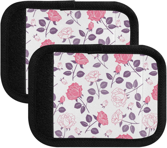 Pink and White Roses 2 Pack Luggage Handle Wraps Covers for Suitcase Identifiers Bag Tags Travel Accessories