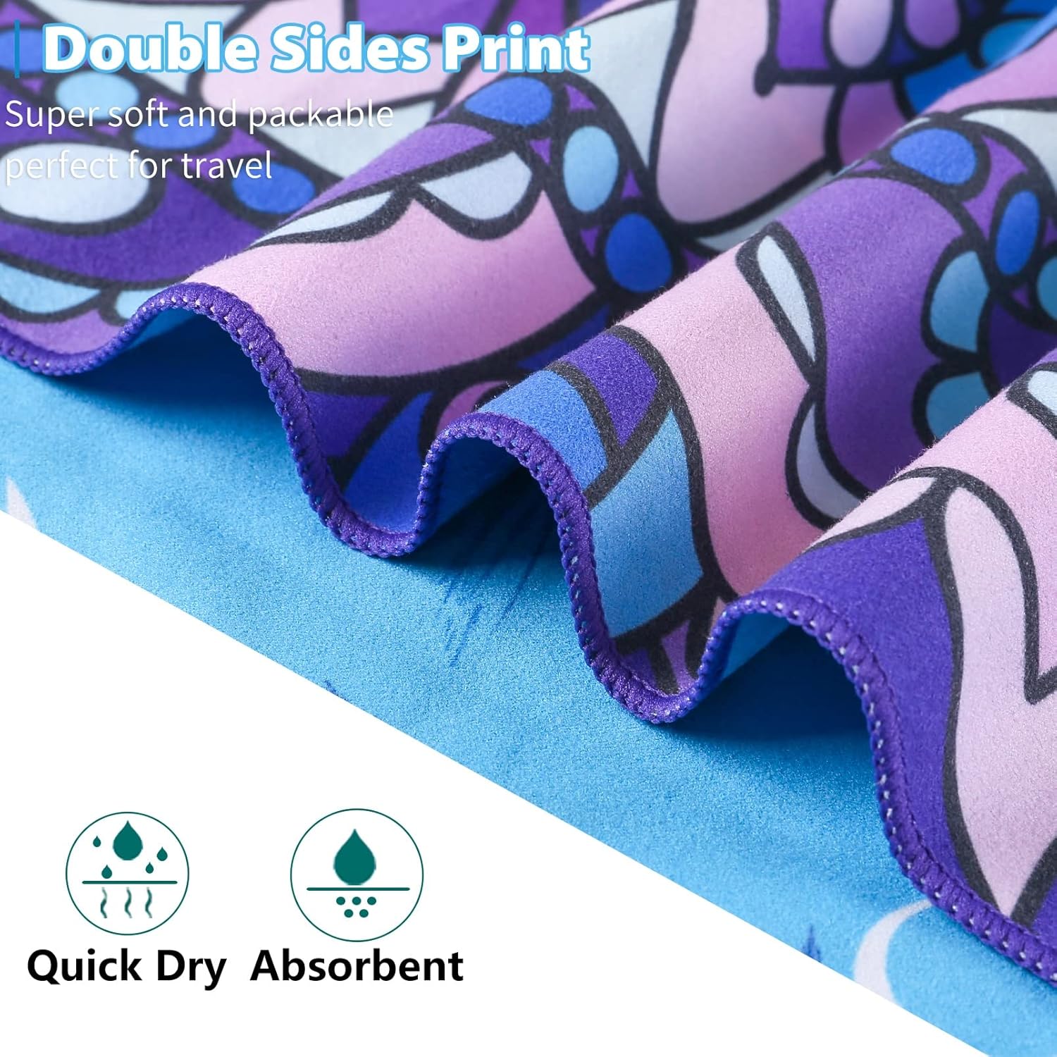 2 Pack Microfiber Oversized Lightweight Beach Towel 71"x32" XL Extra Large Thin Sand Free Towels