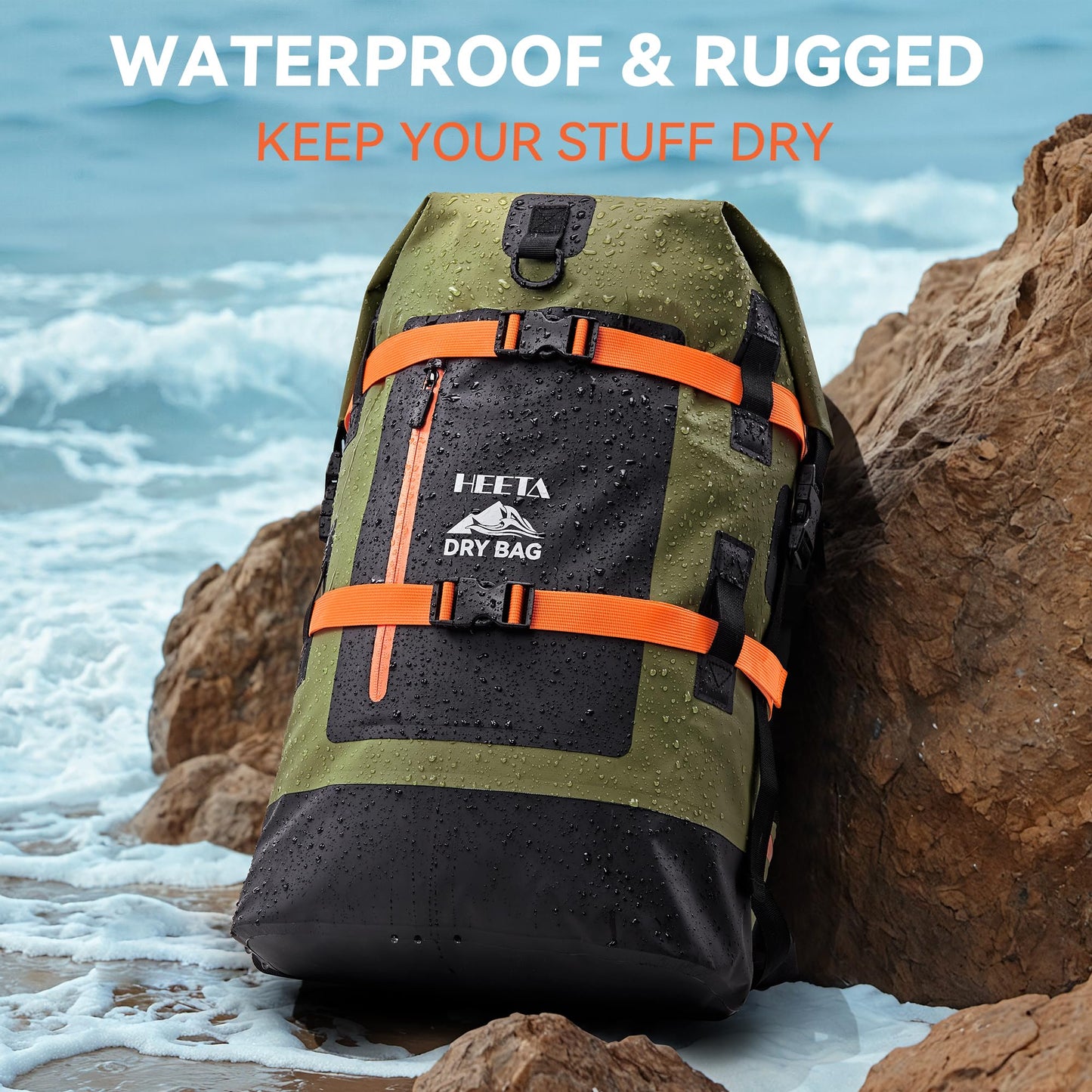 HEETA Dry Bags Waterproof Backpack 40L for Men & Women, Roll Top Heavy Duty