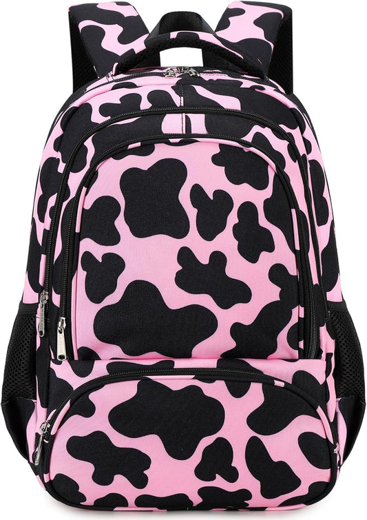 abshoo Lightweight Kids Backpack For School Girls Teens Bookbag Kindergarten Elementary School Bags (Cow Print Pink)