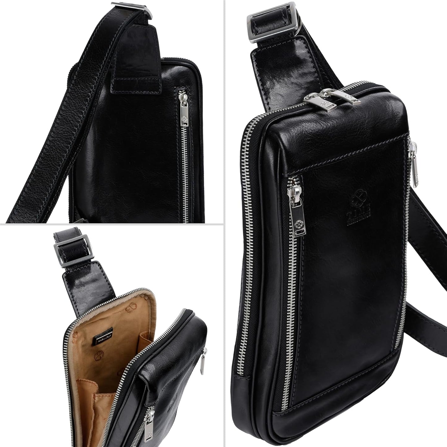 Time Resistance Leather Crossbody Bag - Brown Sling Bag - Messenger Bag for Men and Women - Handmade Shoulder Bag Backpack