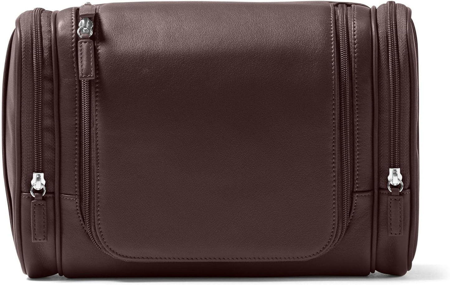 Leatherology Brown Hanging Toiletry Kit – Full Grain Leather Travel Organizer with Hanger and