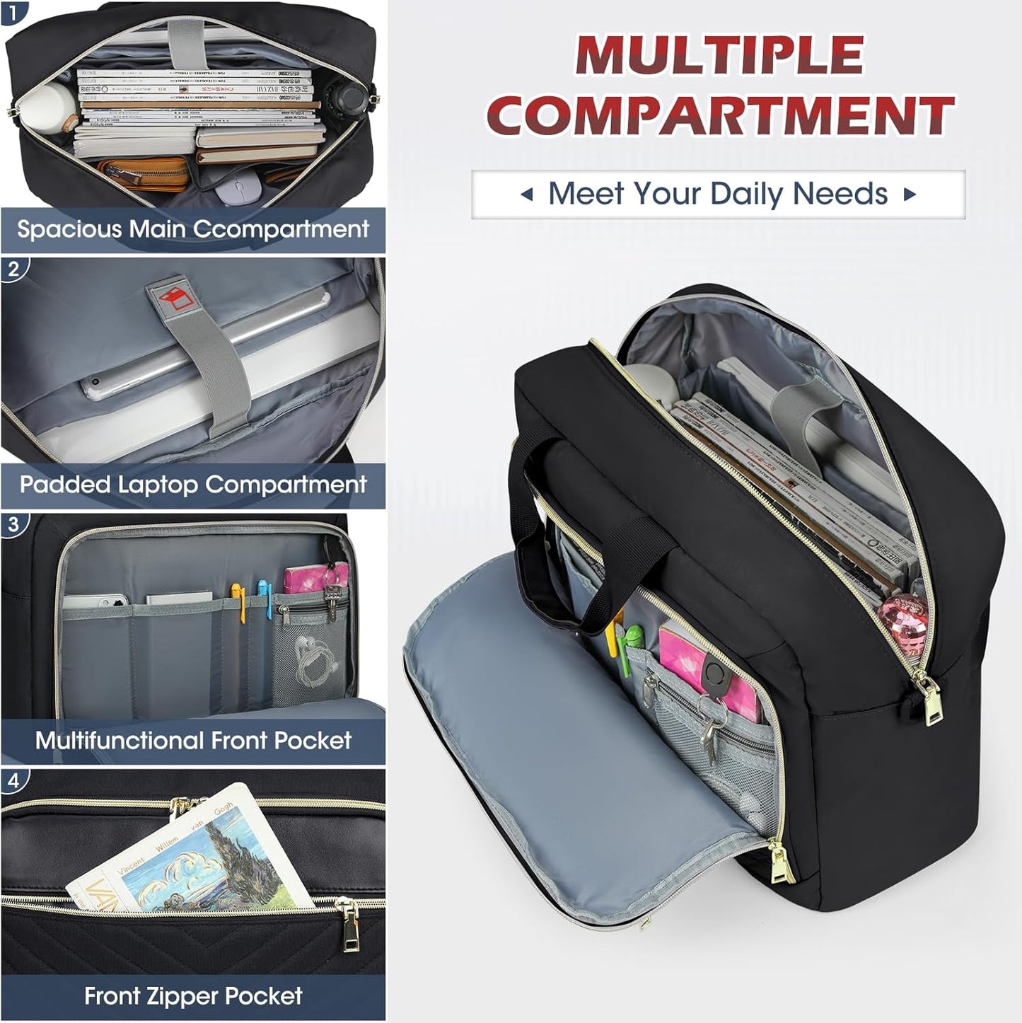 NEWHEY Laptop Bag 17.3 Inch Laptop Briefcase for Women Men Waterproof Shoulder Messenger Bag Large